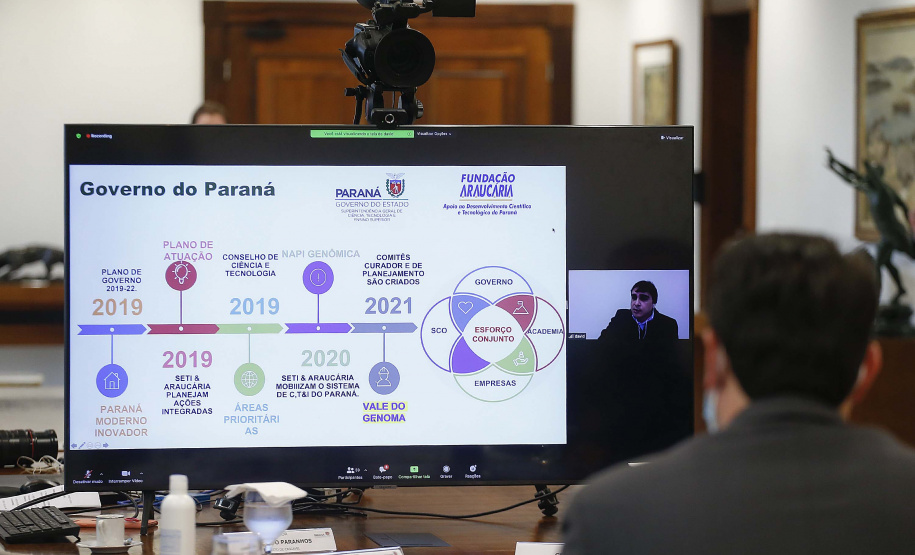 Guarapuava é a sede de um novo ecossistema de inovação voltado à pesquisa genética e à inteligência artificial aplicadas à saúde. Batizado de Vale do Genoma, o projeto foi lançado oficialmente pelo governador Carlos Massa Ratinho Junior nesta segunda-feira (21) em evento online com parceiros da iniciativa.Foto:Jonathan Campos/AEN