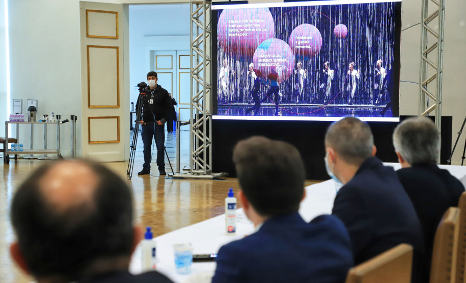 De 10 a 17 de outubro, o Paraná será o protagonista do Pavilhão do Brasil na Expo Dubai 2020, exposição internacional que concentra mais de 190 países em 181 dias de evento e espera receber 25 milhões de visitantes. Nesta terça-feira (22), o governador Carlos Massa Ratinho Junior apresentou a empresários a proposta do projeto de exposição que irá representar o Estado na feira. - Curitiba, 22/06/2021 - Foto: José Fernando Ogura/AEN