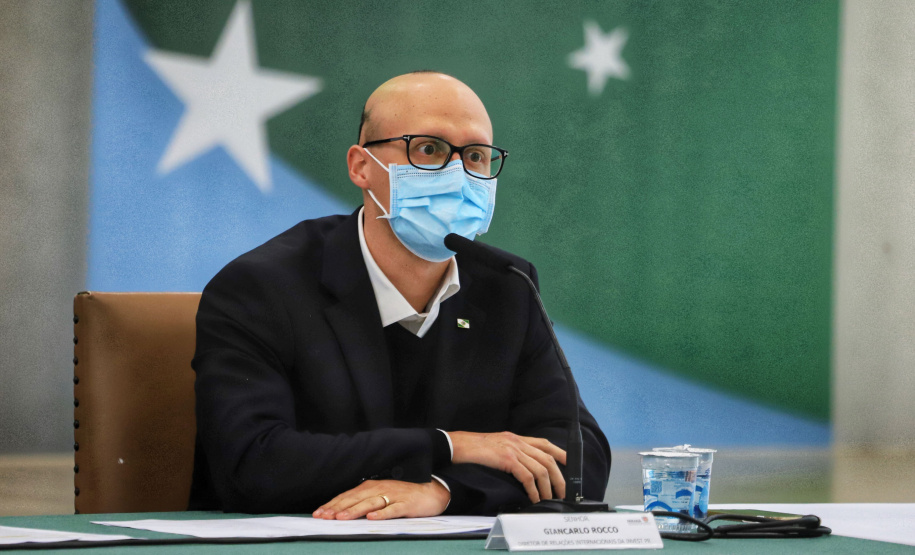 De 10 a 17 de outubro, o Paraná será o protagonista do Pavilhão do Brasil na Expo Dubai 2020, exposição internacional que concentra mais de 190 países em 181 dias de evento e espera receber 25 milhões de visitantes. Nesta terça-feira (22), o governador Carlos Massa Ratinho Junior apresentou a empresários a proposta do projeto de exposição que irá representar o Estado na feira. - Curitiba, 22/06/2021 - Foto: José Fernando Ogura/AEN