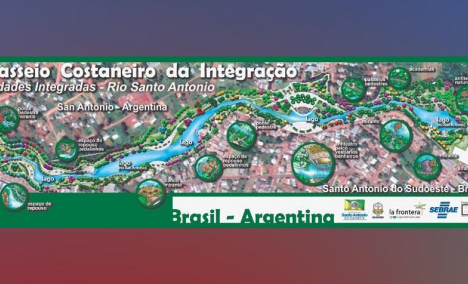 O Governo do Paraná vai construir o Passeio Costaneiro da Integração, parque projetado para integrar as cidades de Santo Antônio do Sudoeste, no Paraná, e San Antonio, na Argentina