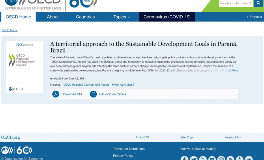 Estudo da OCDE mostra Paraná como exemplo mundial em desenvolvimento sustentável