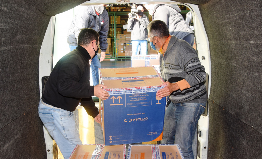 Chegada vacinas doses da Pfizer  Foto: Americo Antonio/SESA