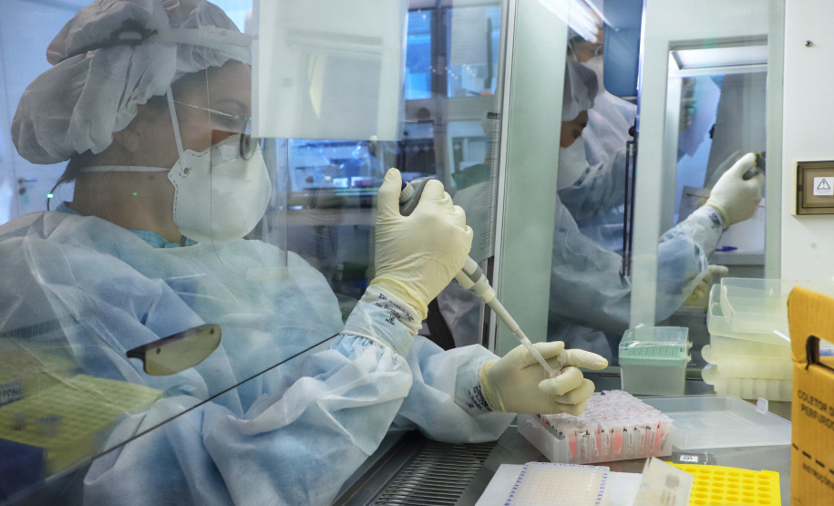 Paraná mantém liderança nacional na detecção da Covid-19 - Esse resultado só foi alcançado em função da parceria com a Unidade de Apoio ao Diagnóstico da Covid-19, implantada pelo Instituto de Biologia Molecular do Paraná (IBMP) em abril de 2020, em parceria com a Fundação Oswaldo Cruz (Fiocruz) do Rio de Janeiro e o Instituto de Tecnologia do Paraná (Tecpar)