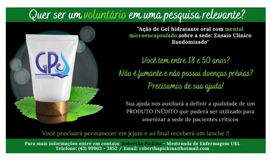 Pesquisadoras buscam voluntários para ensaios sobre sede em pacientes internados - Foto: (Divulgação/GPS).UEL