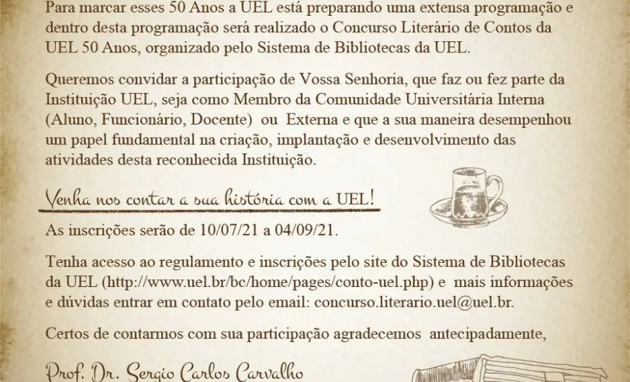 UEL promove concursos de contos e para escolha de Selo Comemorativo dos 50 anos