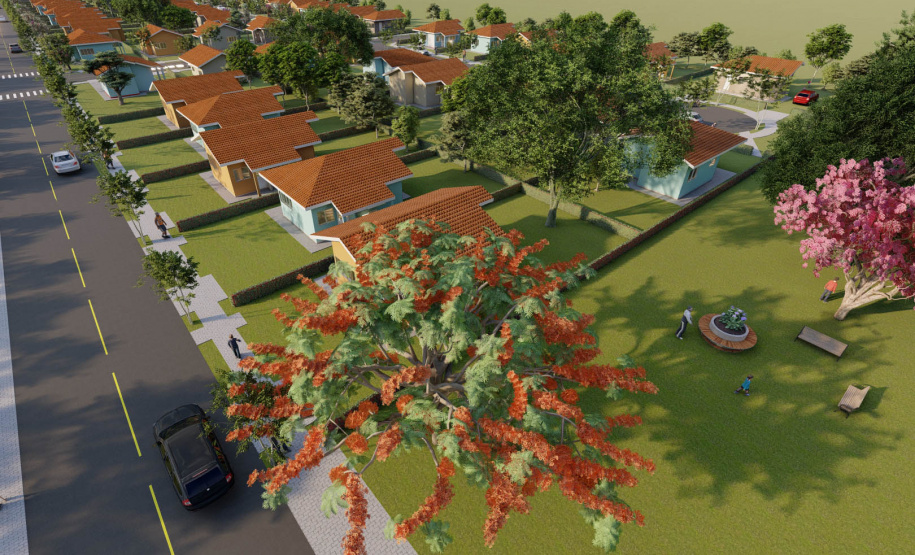 O Governo do Estado autorizou nesta semana o início da construção de 71 casas populares em Jardim Alegre, na região do Vale do Ivaí. As moradias serão financiadas pela Cohapar por meio do programa Casa Fácil Paraná para famílias com renda de um a seis salários mínimos. O empreendimento terá um prazo de execução de 18 meses deverá ser entregue até o fim de 2022. (Imagem: Cohapar)