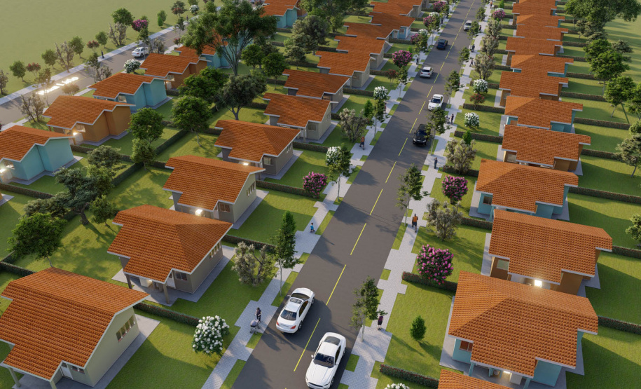 O Governo do Estado autorizou nesta semana o início da construção de 71 casas populares em Jardim Alegre, na região do Vale do Ivaí. As moradias serão financiadas pela Cohapar por meio do programa Casa Fácil Paraná para famílias com renda de um a seis salários mínimos. O empreendimento terá um prazo de execução de 18 meses deverá ser entregue até o fim de 2022. (Imagem: Cohapar)