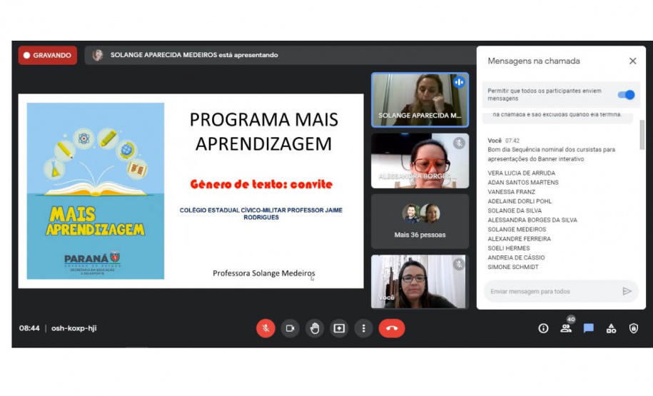 Dois mil professores da rede pública estadual participaram da formação para atuarem no Programa Mais Aprendizagem (PMA), que atende estudantes dos anos finais do Ensino Fundamental (6º ao 9º ano) e do Ensino Médio com necessidade de reforço. - Curitiba, 13/07/2021 - Foto: SEED