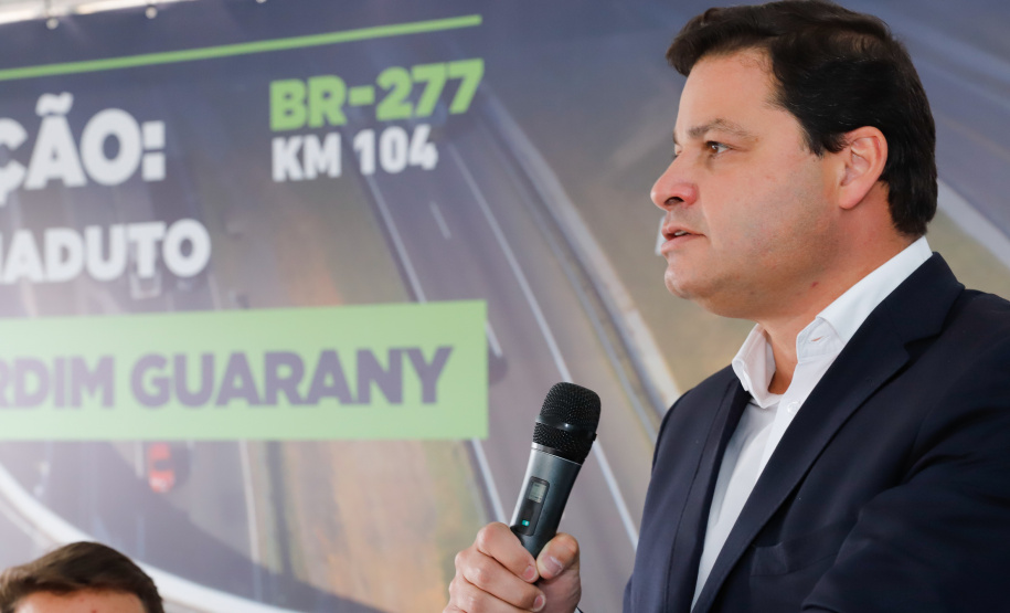 Novo viaduto melhora mobilidade na BR-277 e traz mais segurança a moradores de Campo Largo. A obra foi inaugurada oficialmente nesta quarta-feira (14) pelo governador Carlos Massa Ratinho Junior. Na foto, o secretário estadual da Infraestrutura e Logística, Sandro Alex - Curitiba, 14/07/2021 - foto: Rodrigo Félix Leal