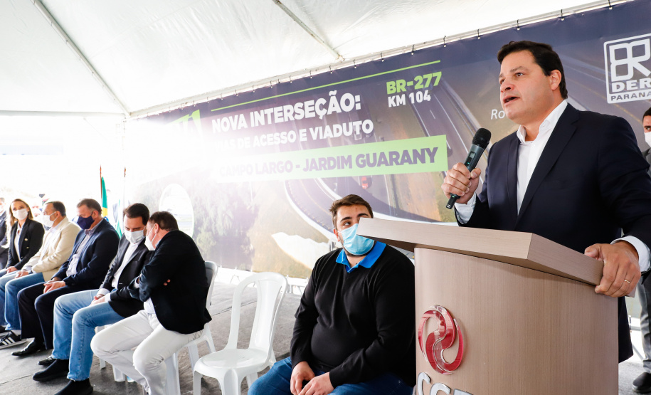 Novo viaduto melhora mobilidade na BR-277 e traz mais segurança a moradores de Campo Largo. A obra foi inaugurada oficialmente nesta quarta-feira (14) pelo governador Carlos Massa Ratinho Junior. Na foto, o secretário estadual da Infraestrutura e Logística, Sandro Alex - Curitiba, 14/07/2021 - foto: Rodrigo Félix Leal