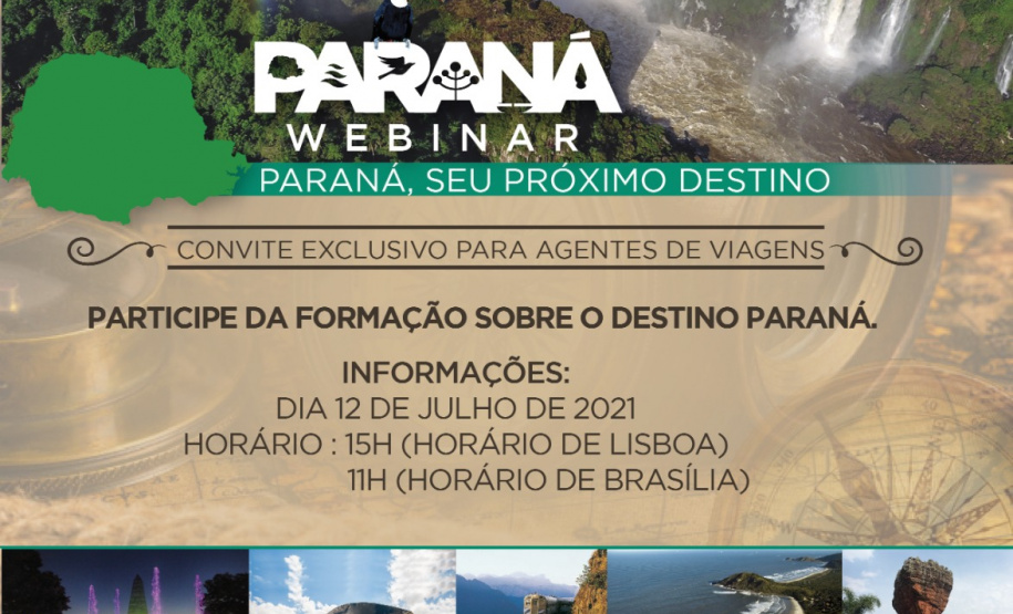 A Paraná Turismo promoveu nesta segunda-feira (12) o webinar “Paraná, seu próximo destino” em parceria com a Associação Portuguesa das Agências de Viagens e Turismo (APAVT), evento que foi destinado às agências e operadores de viagens de Portugal.
