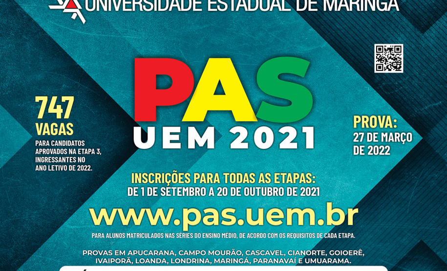 Vestibular da UEM será em 20 de fevereiro, e PAS em 27 de março