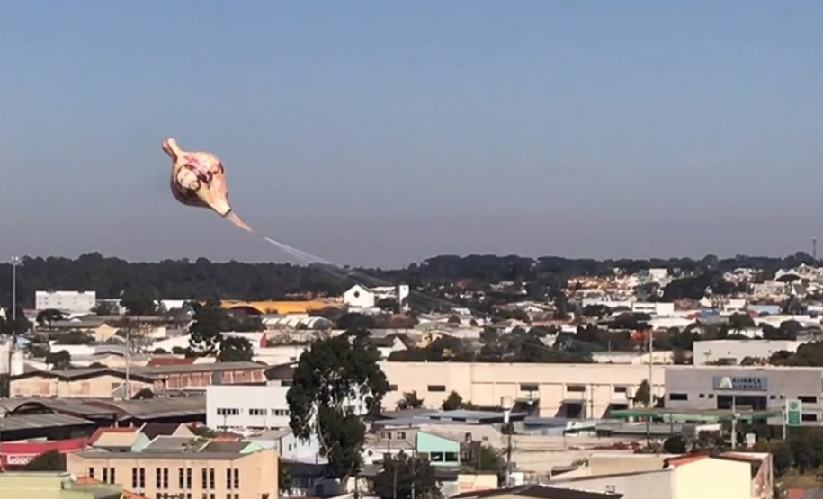 Polícia Militar apreende balão que caiu no bairro Boqueirão, em Curitiba, na manhã deste domingoFoto: Marcia Santos/SESP