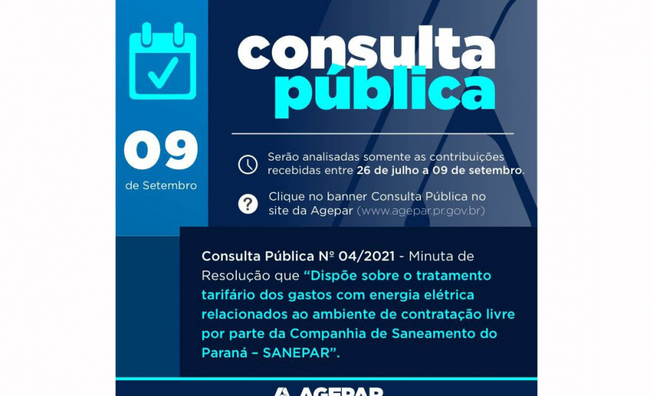 Agepar abre consulta pública para migração da Sanepar ao mercado livre da energia
Arte Agepar