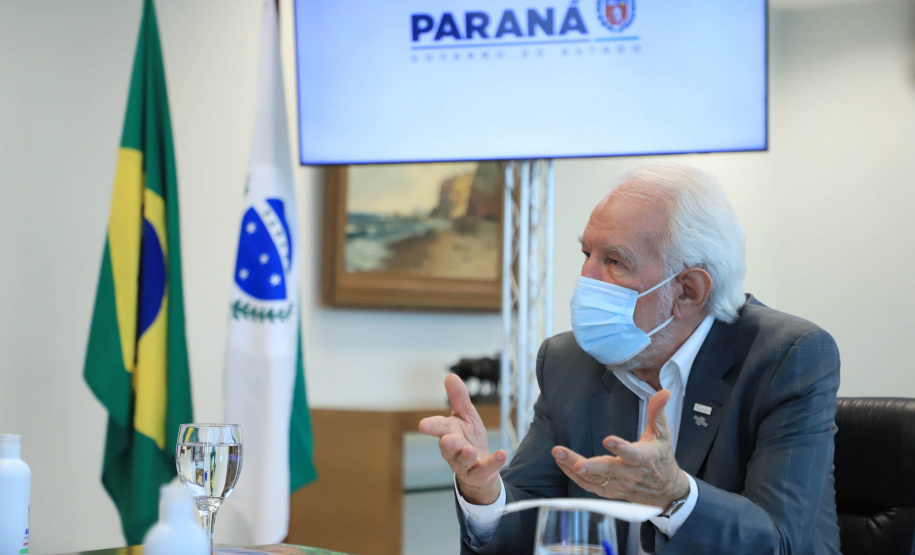 Governador em exercício Darci Piana, durante reunião com executivos do Grupo Certano  -  Curitiba, 26/07/2021  -  Foto: José Fernando Ogura/AEN