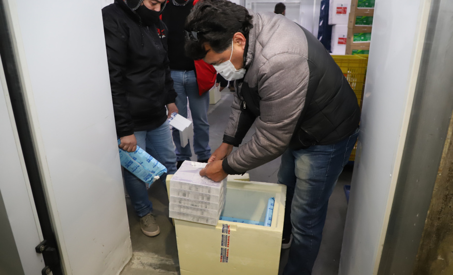 118.170 doses da Pfizer chegam ao Paraná, completando a remessa da semana. Foto: Ari Dias/AEN