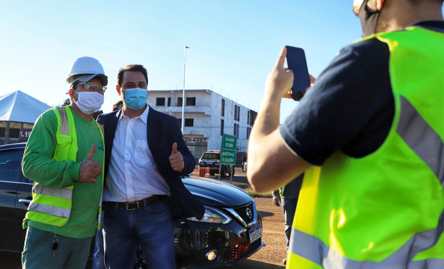 O governador Carlos Massa Ratinho Junior fez nesta segunda-feira (02) a primeira visita técnica às obras de readequação do Trevo Cataratas, em Cascavel, na Região Oeste. - Cascavel, 02/08/2021 - Foto: José Fernando ogura/AEN