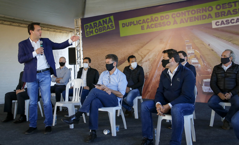 02/08/2021 Governador Carlos Massa Ratinho Junior lança pedra fundamental duplicação do Contorno Oeste de Cascavel.
Foto Gilson Abreu/AEN