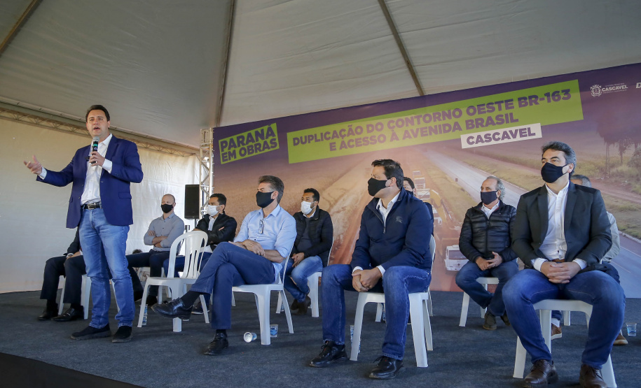 02/08/2021 Governador Carlos Massa Ratinho Junior lança pedra fundamental duplicação do Contorno Oeste de Cascavel.
Foto Gilson Abreu/AEN