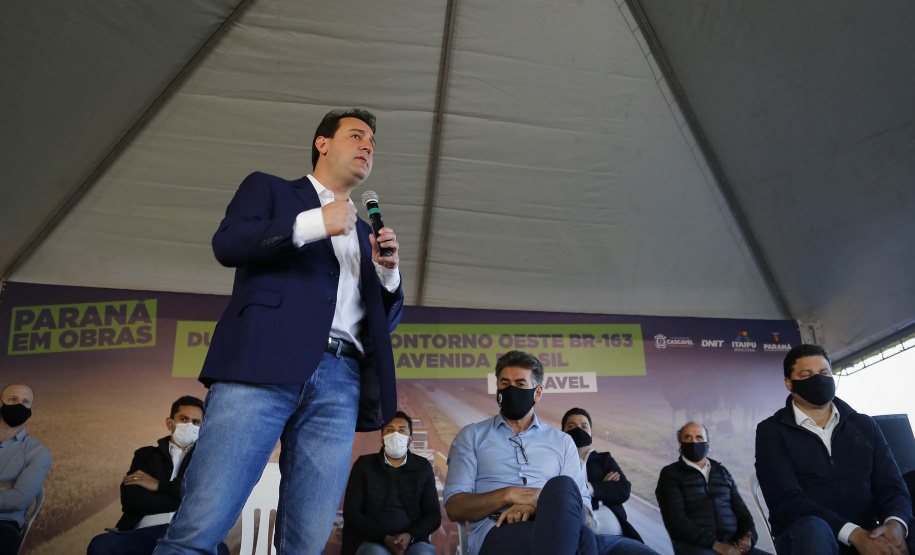 02/08/2021 Governador Carlos Massa Ratinho Junior lança pedra fundamental duplicação do Contorno Oeste de Cascavel.
Foto Gilson Abreu/AEN