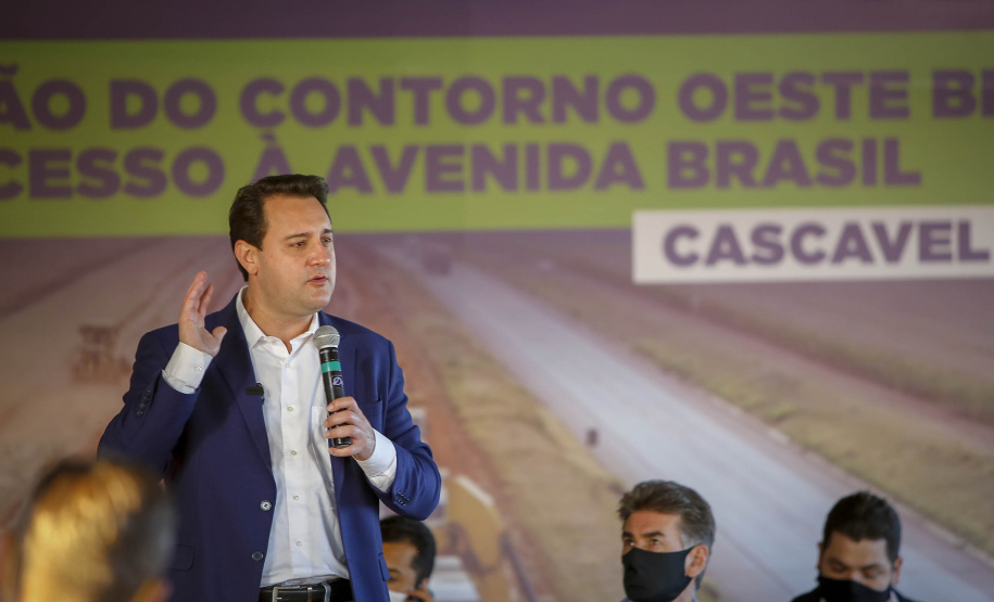 02/08/2021 Governador Carlos Massa Ratinho Junior lança pedra fundamental duplicação do Contorno Oeste de Cascavel.
Foto Gilson Abreu/AEN