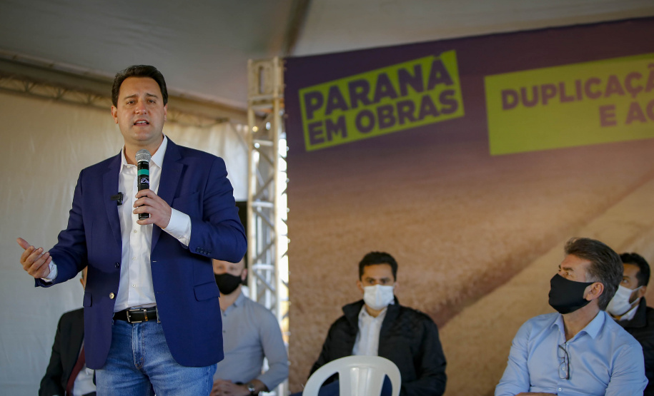 02/08/2021 Governador Carlos Massa Ratinho Junior lança pedra fundamental duplicação do Contorno Oeste de Cascavel.
Foto Gilson Abreu/AEN