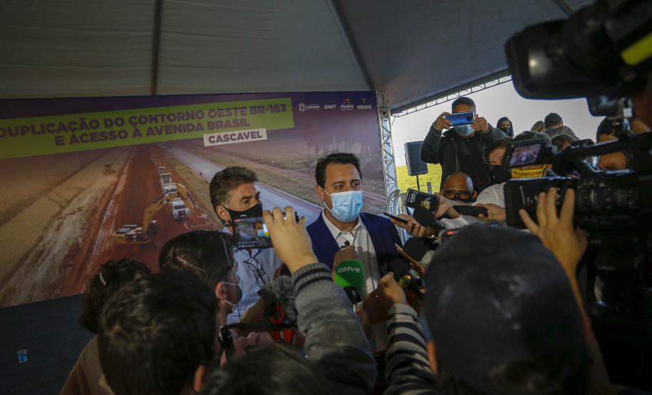 02/08/2021 Governador Carlos Massa Ratinho Junior lança pedra fundamental duplicação do Contorno Oeste de Cascavel.
Foto Gilson Abreu/AEN