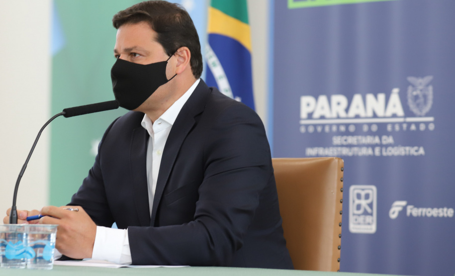 O secretário de Infraestrutura e Logística, Sandro Alex, atende a imprensa nesta quinta-feira (5) para esclarecer a nova modelagem das concessões de rodovias do Paraná.   05/08/2021. Foto: Geraldo Bubniak/AEN