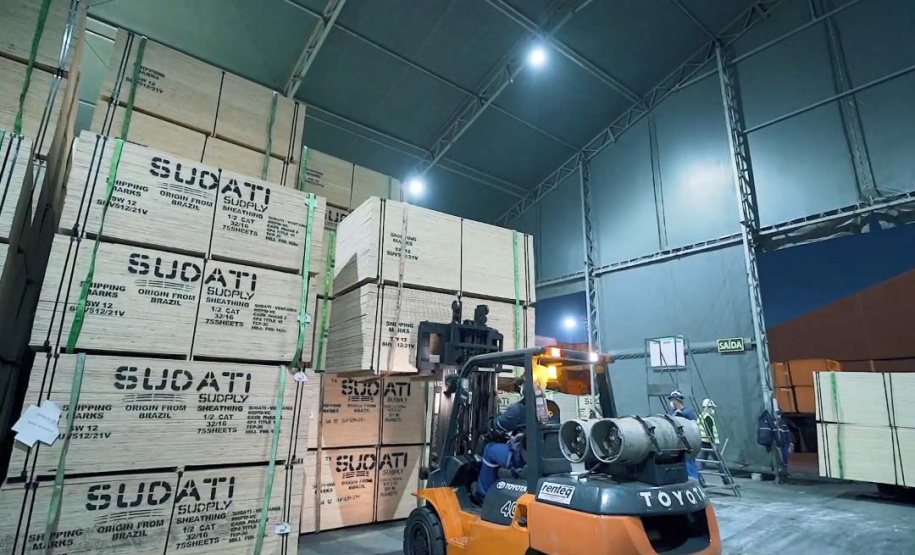 Madeira volta a ser embarcada direto no porão do navio no Porto de Paranaguá . Foto: Divulgação/TCP