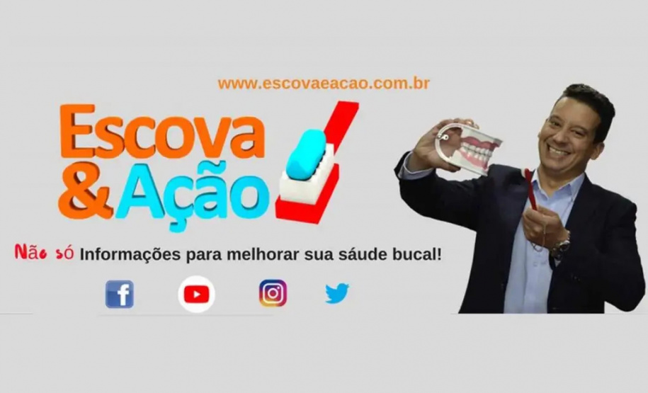 Projeto de Extensão desenvolvido no Departamento de Microbiologia, do Centro de Ciências Biológicas (CCB), resgata os fundamentos da Odontologia Preventiva utilizando mídias sociais e a divulgação massiva por meio de uma coluna semanal veiculada na Rádio UEL FM (107,9 MHZ) ? Escova & Ação.  - Foto/Arte: UEL