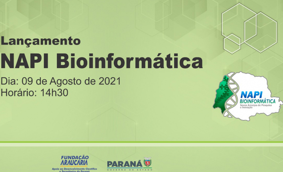A Fundação Araucária e a Superintendência da Ciência, Tecnologia e Ensino Superior realizam na próxima segunda-feira (09), a partir das 14h30, a cerimônia online de lançamento do NAPI Bioinformática.  - Foto/Arte: Fundação Araucária
