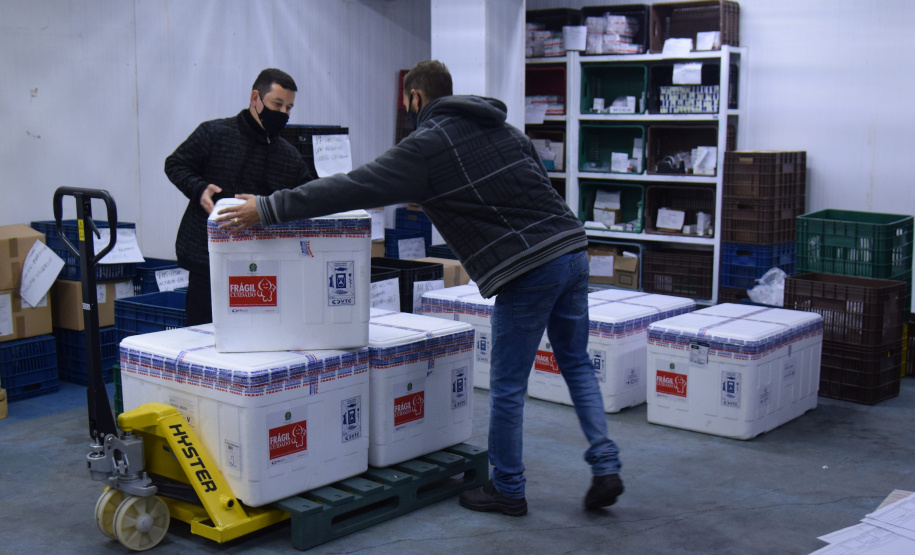 Novo lote com 114 mil vacinas contra a Covid-19 chega ao Paraná Foto: Américo Antonio/SESA