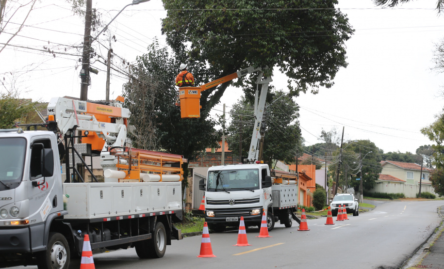 A Copel promove neste sábado (14) o mutirão anual de manutenção preventiva nas redes elétricas, com o objetivo de reduzir desligamentos de energia no período mais chuvoso do ano. Esta é  a terceira edição do chamado ?Dia D?Foto: Geraldo Bubniak/AEN