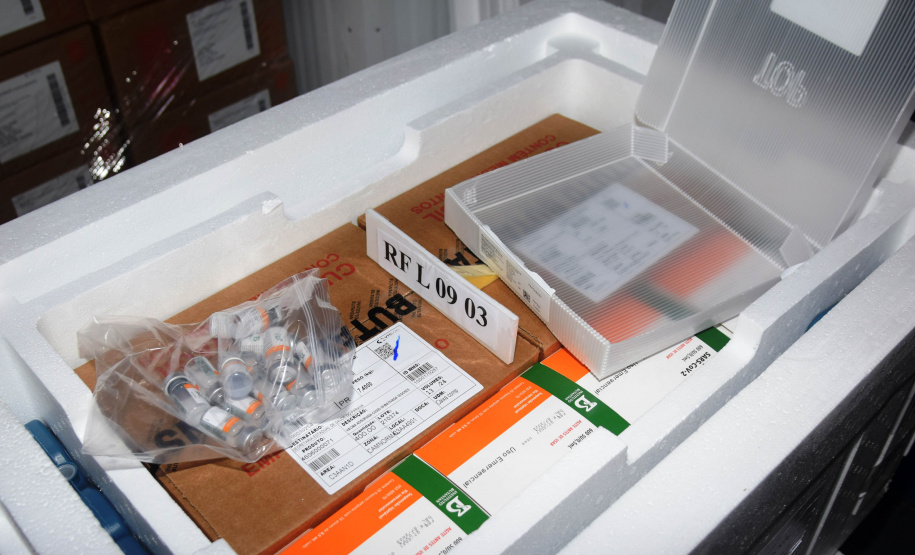 A Secretaria de Estado da Saúde (Sesa) iniciou nesta segunda-feira (16) a distribuição de mais 283.700 vacinas contra a Covid-19 para as 22 Regionais de Saúde do Paraná.  -  Curitiba, 16/08/2021  -  Foto: Américo Antonio/SESA