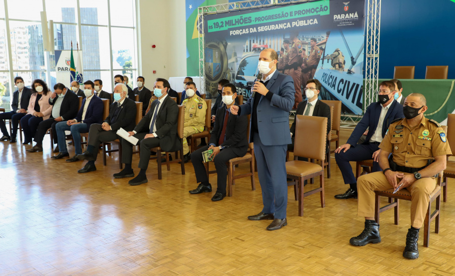 Segurança O governador Carlos Massa Ratinho Junior anuncia nesta terça-feira (17) o pagamento das promoções e progressões dos profissionais vinculados à Secretaria de Estado da Segurança Pública.Foto: Ari Dias/ AEN.
