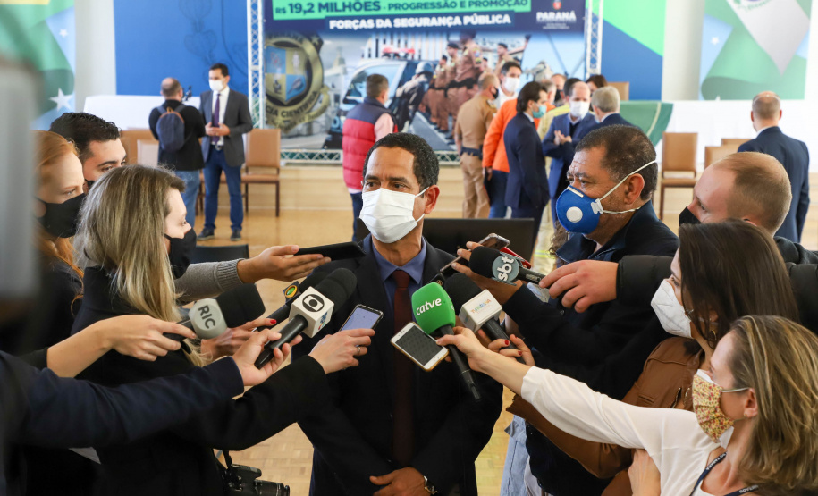 Segurança O governador Carlos Massa Ratinho Junior anuncia nesta terça-feira (17) o pagamento das promoções e progressões dos profissionais vinculados à Secretaria de Estado da Segurança Pública.Foto: Ari Dias/ AEN.