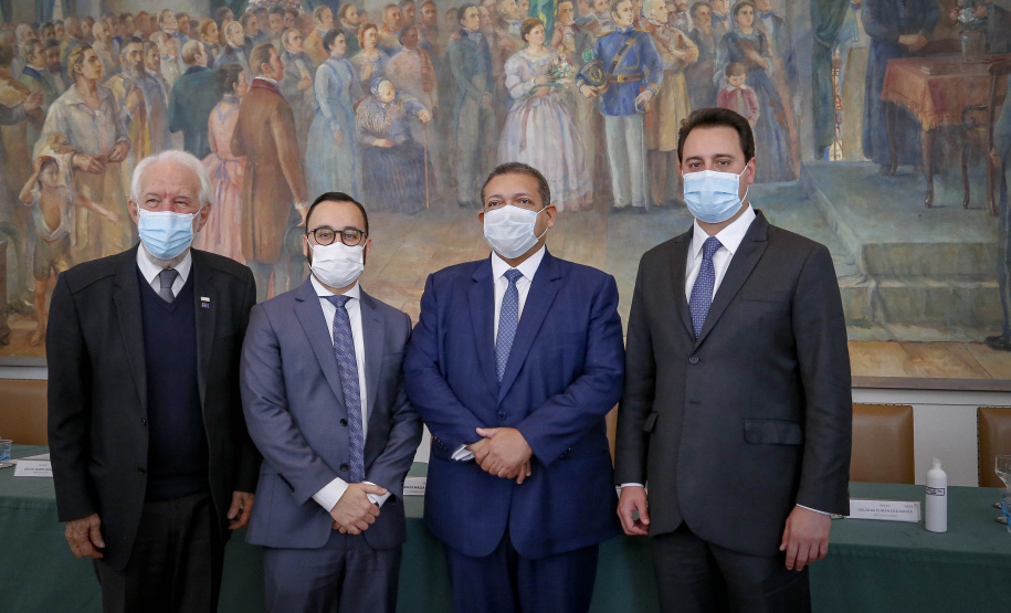 Governador Carlos Massa Ratinho Junior, durante cerimônia de posse do advogado paranaense Tracy Reinaldet, como representante brasileiro no Comitê Permanente da América Latina para a Prevenção do Crime (COPLAD), da ONU. - Curitiba, 17/08/2021 - Foto Gilson Abreu/AEN