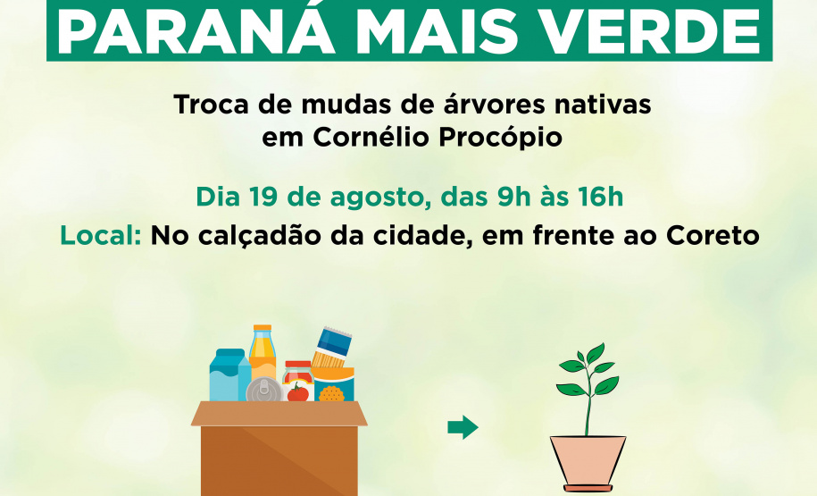 Moradores de Cornélio Procópio podem trocar alimentos por mudas de árvores nativas  -  Foto: SEDEST