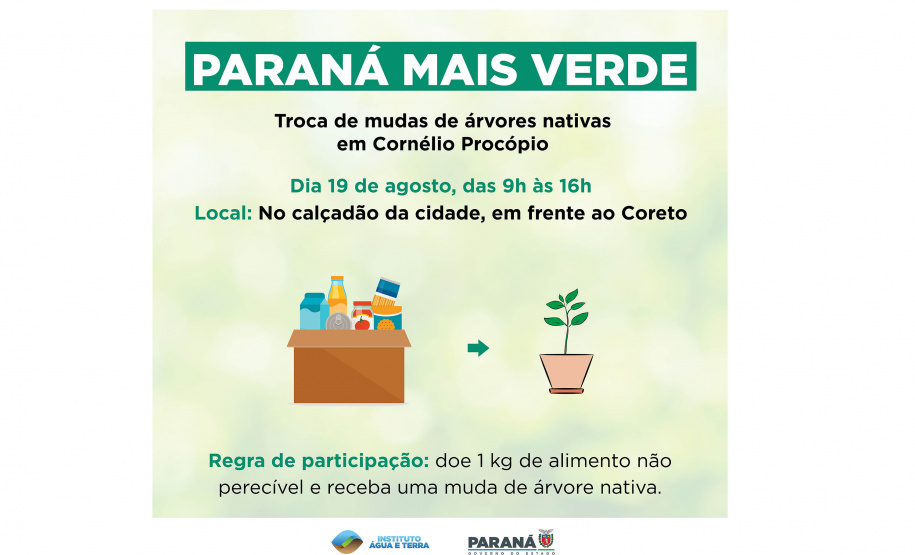 Moradores de Cornélio Procópio podem trocar alimentos por mudas de árvores nativas  -  Foto: SEDEST