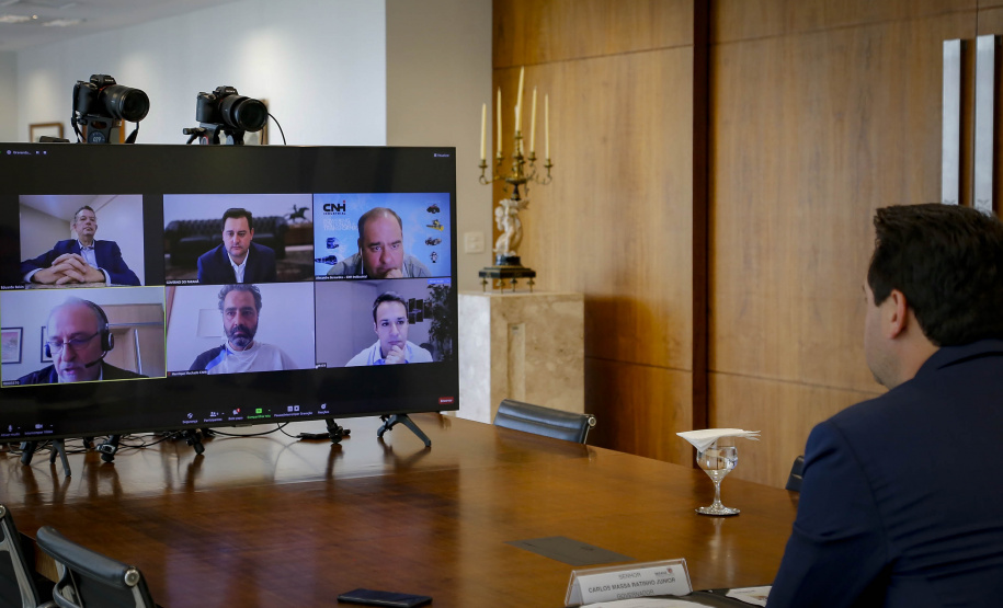 19.08.2021 - Videoconferência Governador Carlos Massa Ratinho Junior com CNH Industrial.
Foto Gilson Abreu/AEN