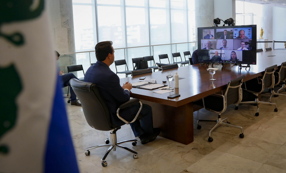 19.08.2021 - Videoconferência Governador Carlos Massa Ratinho Junior com CNH Industrial.
Foto Gilson Abreu/AEN