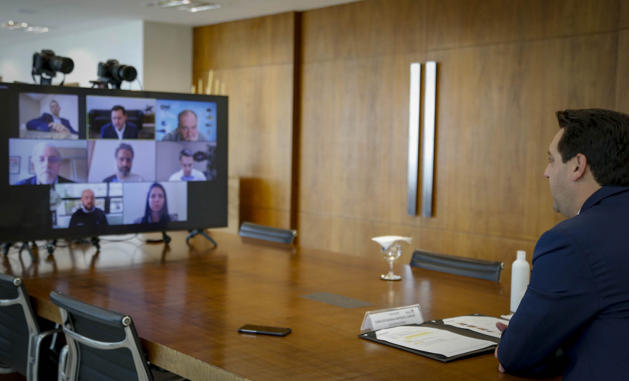 19.08.2021 - Videoconferência Governador Carlos Massa Ratinho Junior com CNH Industrial.
Foto Gilson Abreu/AEN