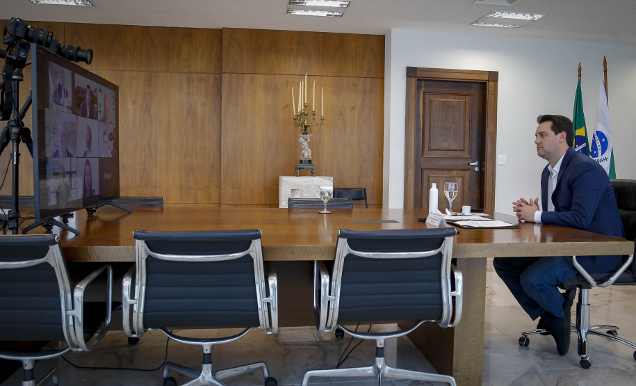 19.08.2021 - Videoconferência Governador Carlos Massa Ratinho Junior com CNH Industrial.
Foto Gilson Abreu/AEN