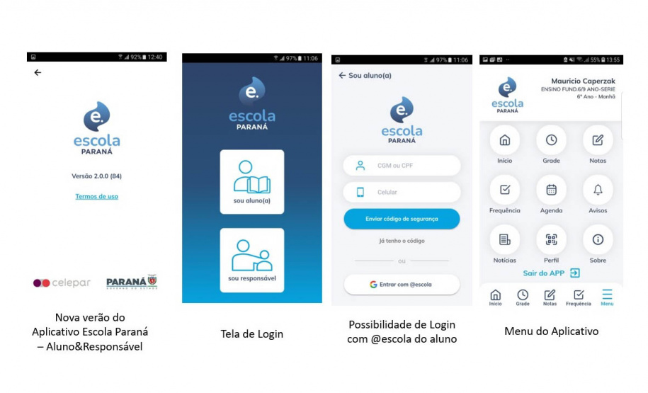 Já está disponível na Google Play (para sistema Android) e na Apple Store (iOS) a nova versão do aplicativo Escola Paraná para alunos e pais ou responsáveis. Lançado em 2017, o aplicativo é gratuito e permite o acompanhamento do dia a dia da escola. É possível consultar, por exemplo, a grade com horários de aulas, professores do dia, notas parciais e consolidadas, tela de avisos e agenda com  -  Curitiba, 19/08/2021  -  Foto: SEED