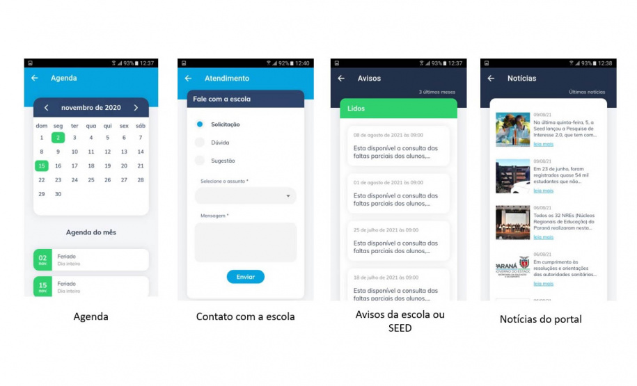 Já está disponível na Google Play (para sistema Android) e na Apple Store (iOS) a nova versão do aplicativo Escola Paraná para alunos e pais ou responsáveis. Lançado em 2017, o aplicativo é gratuito e permite o acompanhamento do dia a dia da escola. É possível consultar, por exemplo, a grade com horários de aulas, professores do dia, notas parciais e consolidadas, tela de avisos e agenda com  -  Curitiba, 19/08/2021  -  Foto: SEED