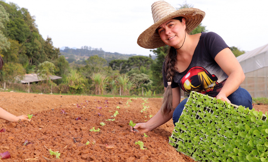 Maisa de Amorin Valoski, produtora de orgânios no bairro Colônia Muricy, em São José dos Pinhais -  Foto: TECPAR