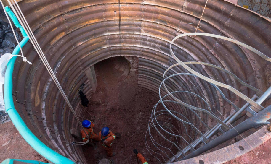 Obra que fará a transposição de água do Rio Capivari, em Colombo. Foto: Sanepar