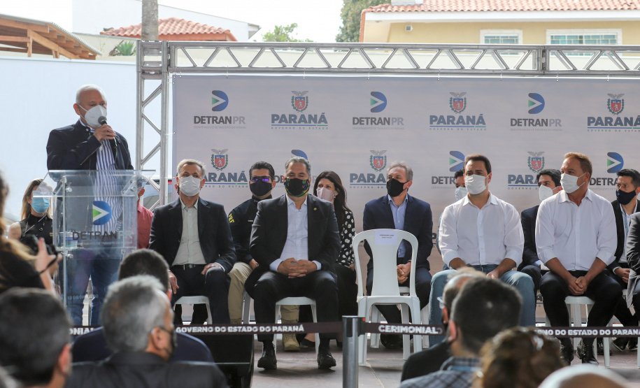 Detran Colombo O governador Carlos Massa Ratinho Junior inaugura nesta quinta-feira (25), Posto avançado do Detran em Colombo. Na foto, o Presidente da Assembleia Legislativa , Ademar Traiano. 14/05/2021 - Foto: Geraldo Bubniak/AEN