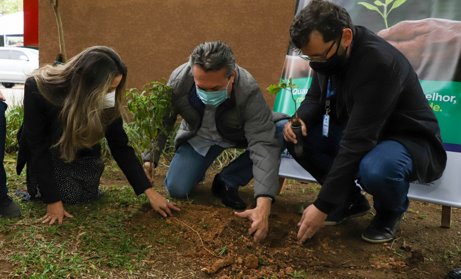 IAT A primeira-dama Luciana Saito Massa, que preside o Conselho de Ação Solidária, e o secretário de Desenvolvimento Sustentável e do Turismo, Márcio Nunes, participam  da distribuição de mudas da campanha Floresce Paraná.F oto: Ari Dias/AEN