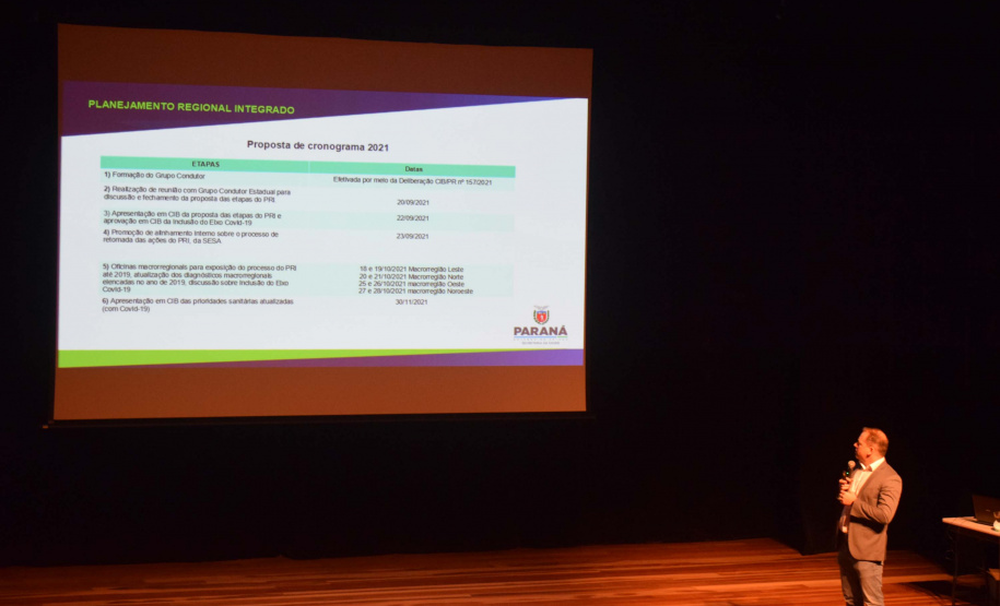 O Governo do Estado vai aportar R$ 50 milhões em 2022 para os procedimentos cirúrgicos eletivos. O anúncio foi feito nesta segunda-feira (30) pelo secretário de Estado da Saúde, Beto Preto, em reunião com a participação do vice-governador Darci Piana, diretores das 22 Regionais de Saúde, equipes técnicas, além de gestores e representantes municipais no evento ?Saúde em frente?. Foto: Américo Antonio/SESA